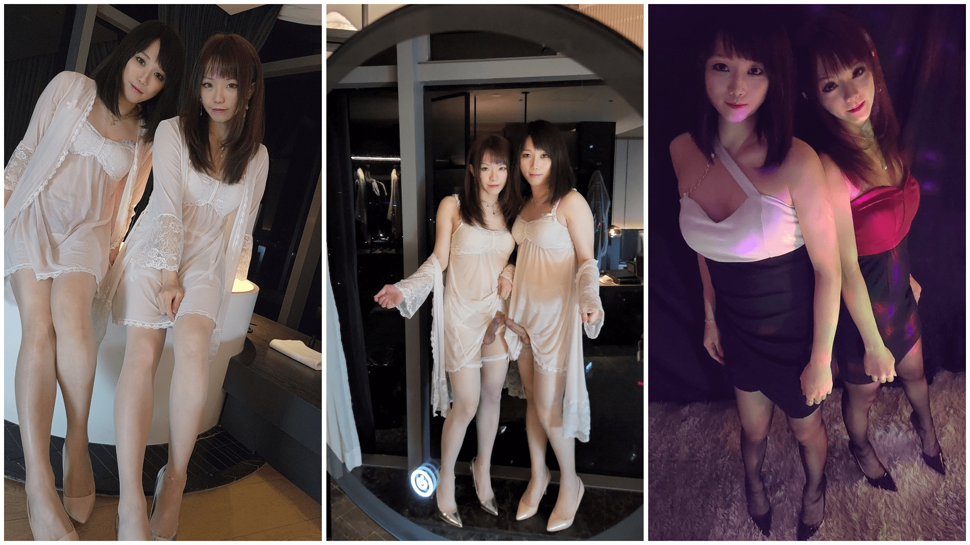 黑丝伪娘 两个高颜美妖 露天露出 撸仙棒 看着太色色了