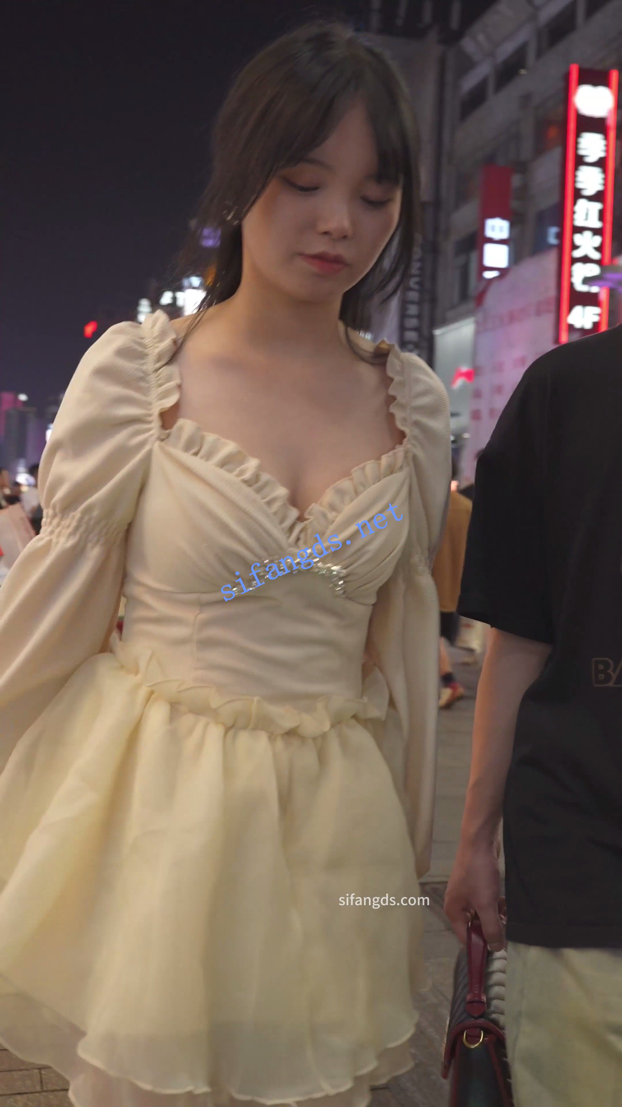 (BC-AA-570)蕾丝裙透明高跟小姐姐..微透白内上楼梯被CD-福利岛