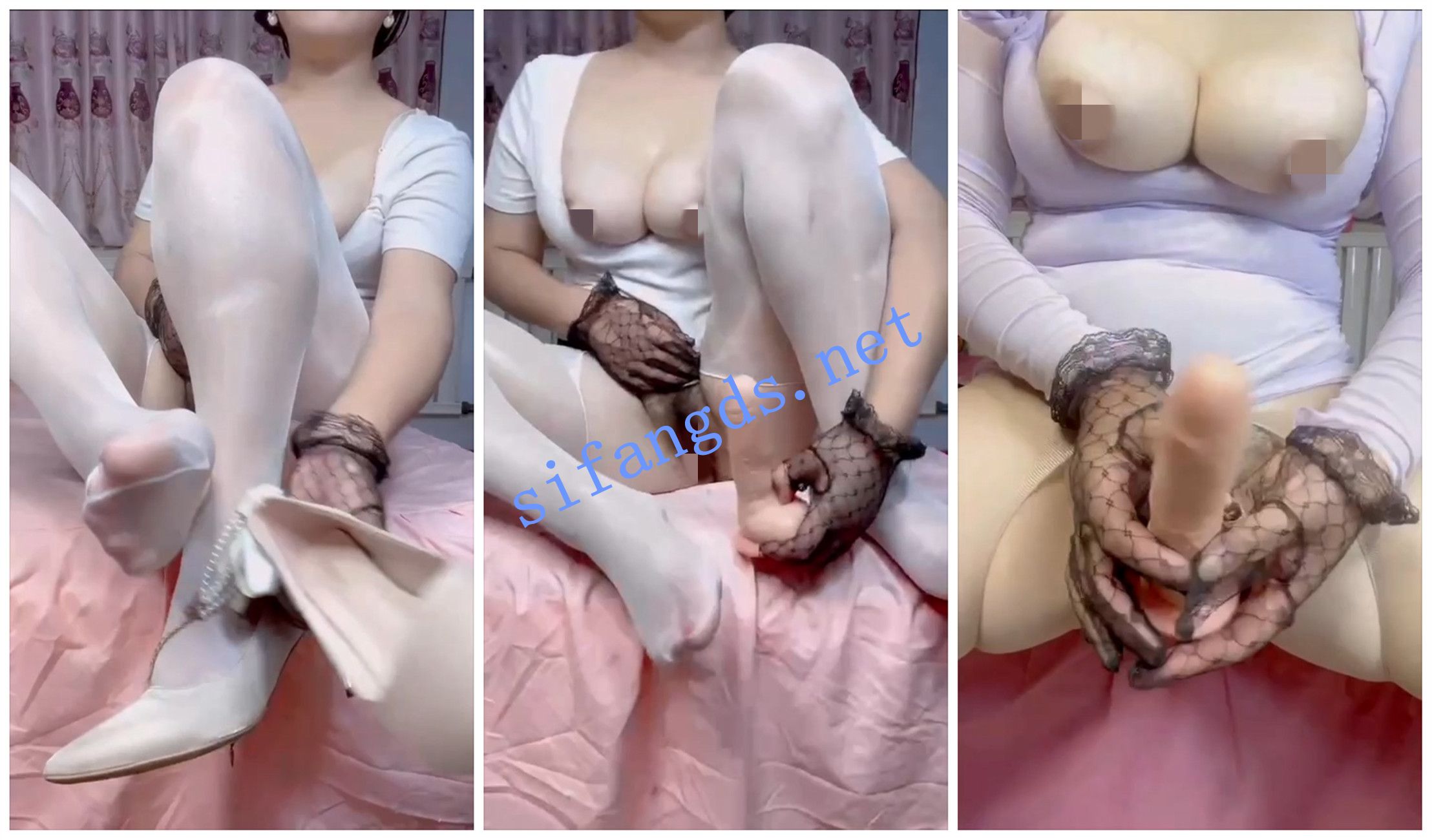 【快手福利】白皙大奶妹子开档丝袜道具【伊伊染宝】-好赞福利