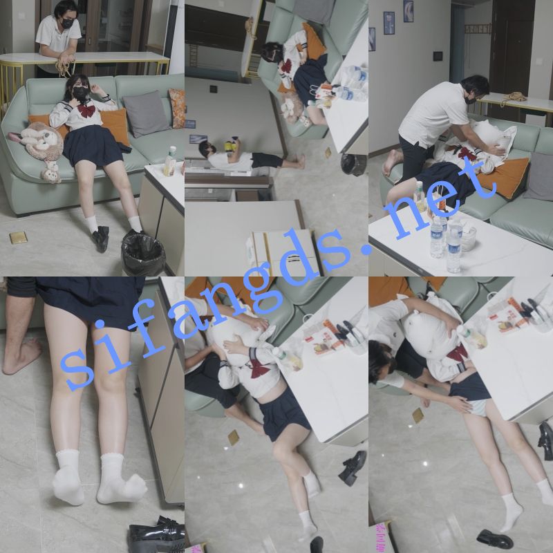 白袜JK美女被男子尾随潜入房间闷杀挣扎尿失禁