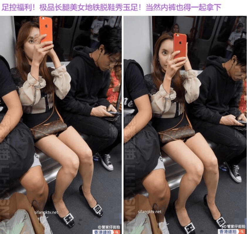 香港街拍大神管家仔地铁偷拍❤️极品长腿短裙美女地铁脱鞋秀玉足被尾随抄底内裤一块拿下