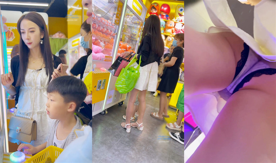 游艺厅抄底带孩子来玩的美少妇❤️半透明内裤隐约能看到她的大肥B应该是馒头鲍