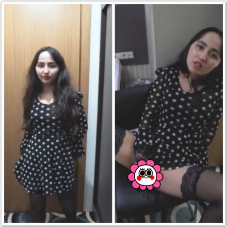 混血大眼小仙女黑丝波点装扮沉迷吃鸡